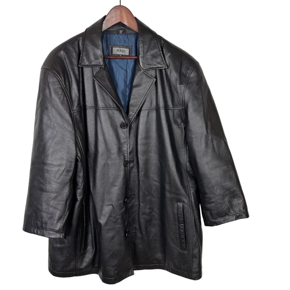 XLD Black Leather Jacket Men's 2XL Altered Sleeves